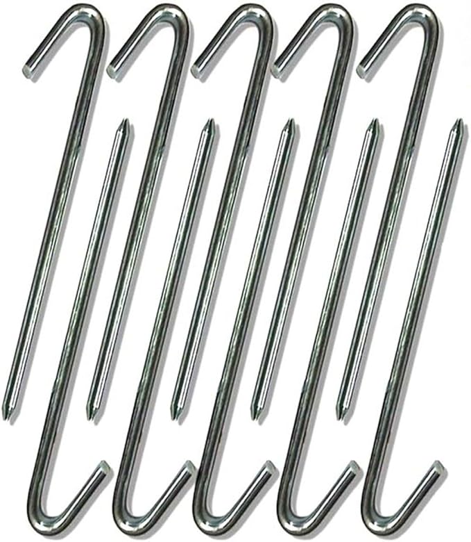 Steel Tent Stakes - Heavy-Duty Ground Hook Spikes, Metal Anchors for Commercial Inflatables, Outdoor Camping Canopy, Fence, Garden, Tent Accessories, 5/8" Diameter x 18" Length, 25-Pack