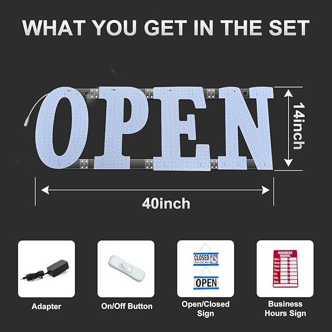 41"x15" Open Sign, Extra Bright Jumbo Led Open Signs for Business with High Visibility and Longlife Working Business Sign for Stores Bar Hotel Retail Shops Window Salon Office