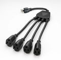 oviitech 1 to 4 Splitter Power Cord,3-Prong SJTW 16 Gauge/3C Extension Cord,1.5FT 4 Outlet Y Splitter Power Extension Cable,Black.