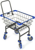 U Handle Grocery & Laundry CART 1.5 Bushel (Gunpowder Metal) Red, Blue Trim (Blue)