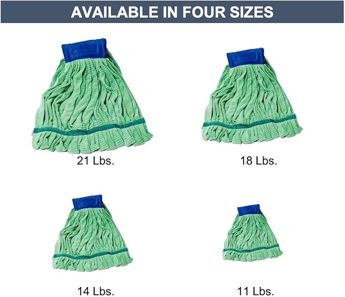 Arkwright Microfiber Tube Mop Head Replacement - Heavy Duty, Lint Free, Super Absorbent & Bleach-Safe, Janitorial Essential for Commercial & Industrial Floor Cleaning, 11 oz, Green