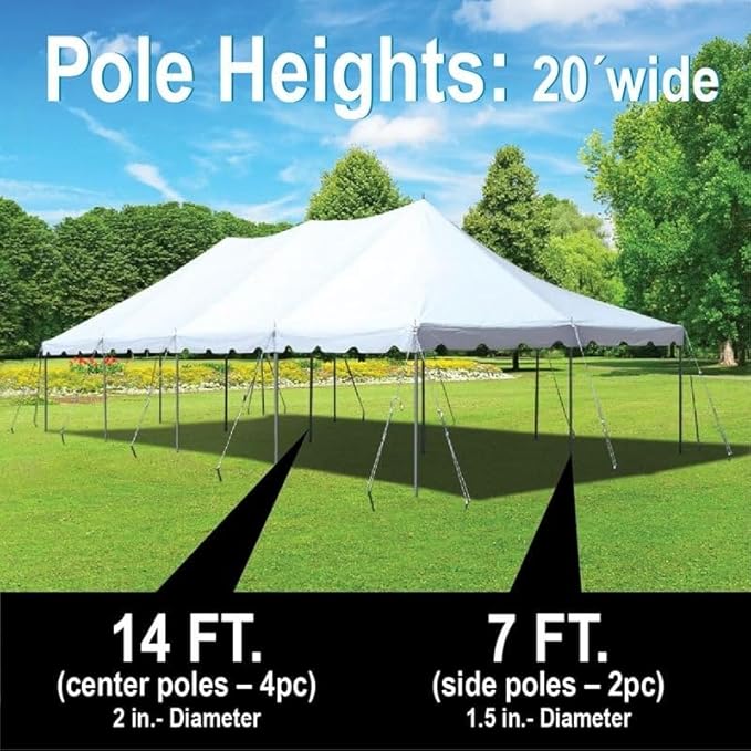 TentandTable 20' x 40' Premium Canopy Tent, Green/White, Outdoor Pole Tent, 80-160 Person Capacity for Parties, Weddings, Events, Commercial and Residential Use, Large Heavy Duty Vinyl Canopy Tents