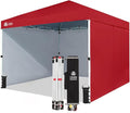 CROWN SHADES 10X10 Comercial Instant Canopy Pop Up Tent with Center Lock, 300D Fabric, 4 Sidewalls, Sto'N Go Bag, Red