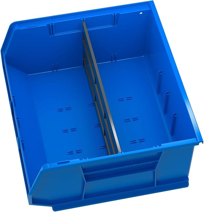Akro-Mils 30250 AkroBins Plastic Storage Bins, Space-Saving Stackable Bins for Garage, Pantry, Craft Organization, 15-Inch x 16-Inch x 7-Inch, Blue, 6-Pack