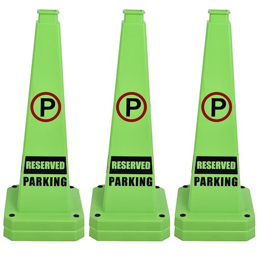 OrangeStar 6-Pack 28" Reserved Parking Cones, Large 4-Sided Message Safety Traffic Cones with Heavy Rubber Base for Indoor Outdoor Use, Parking Lot Control, Driveway Barriers