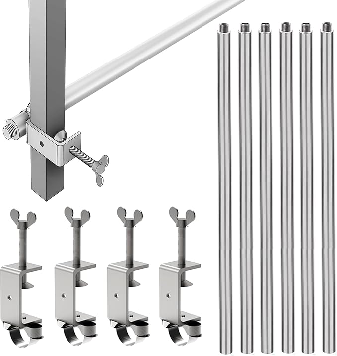 10ft Universal 3-Segment Canopy Tent Rail Bars for Pop-Up Canopy, Tent Half Wall Hardware Only, Cross Bars with Frame Connectors, Canopy Accessories, Set of 2