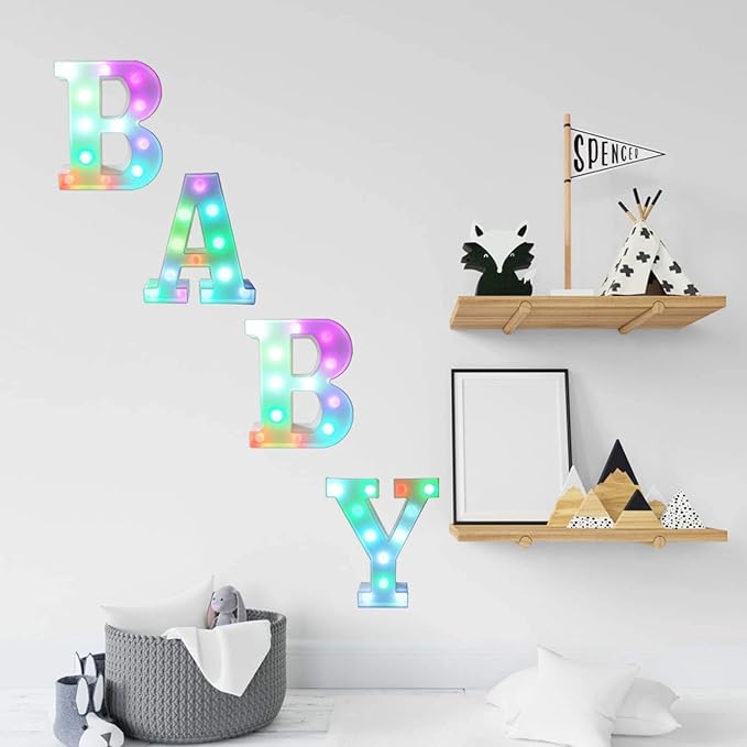 Pooqla Colorful Marquee Letters LED Light Up Letters with Remote, Party Birthday Letter with Lights Decorations for Classroom Room Dorm Home - Multicolor Letter S