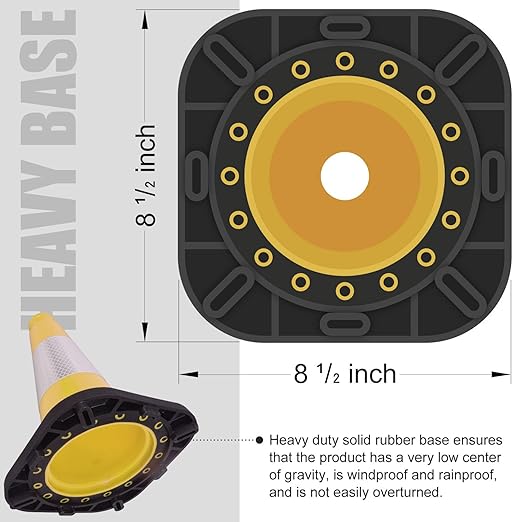 Fluorescent Orange/Green PVC Traffic Cones, Heavy Black Base Parking Lot Cone Structurally Stable Weatherproof Road Construction Safety Cones (4, Yellow, 12" Small)