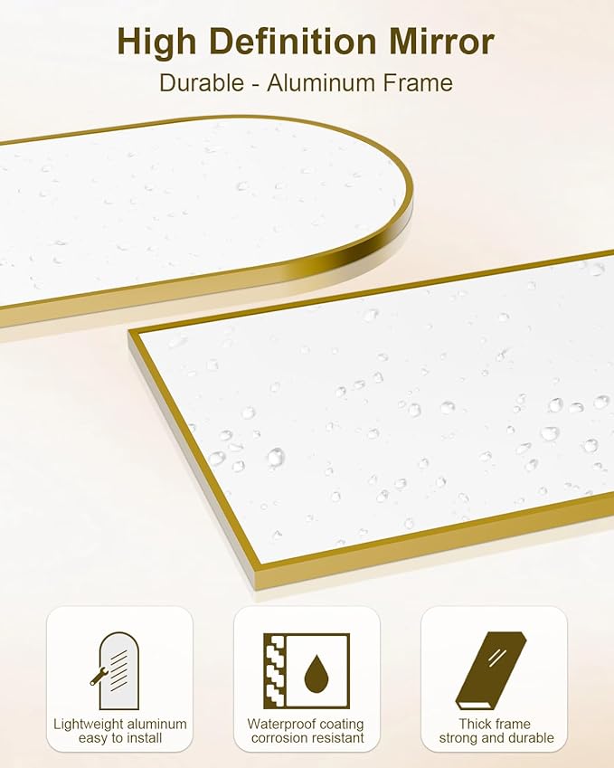 58"x19"Floor Mirror Full Length,Arched Full Length Mirror with Stand,Full Body Mirror,Hanging or Large Leaning for Bedroom Living Room Gold