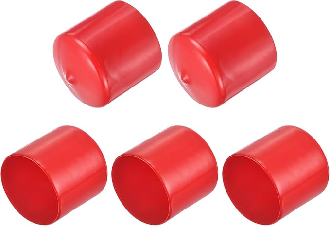 uxcell 5pcs Rubber End Caps 1 9/16"(40mm) ID Vinyl PVC Round Tube Bolt Cap Cover Screw Thread Protectors Red