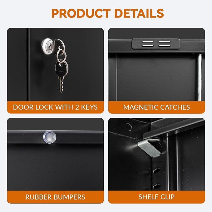BESFUR Locking Cabinet with 2 Drawers and Lockable Doors, 36" H Black Metal Storage Cabinet with Adjustable Shelf for Home Office, Garage,School, Apartment, Warehouse