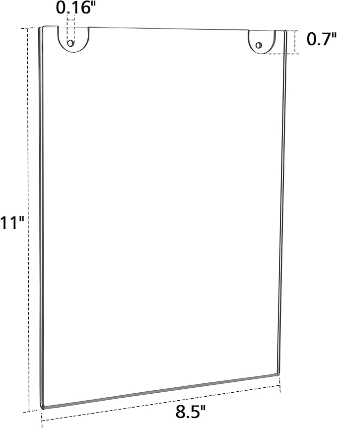NIUBEE 10 Pack Acrylic Sign Holder 8.5 x 11 inches Clear Wall Mount Frame Bonus , Wall Mount Plastic Sign Holder Perfect for Home, Office, Store, Restaurant- Vertical