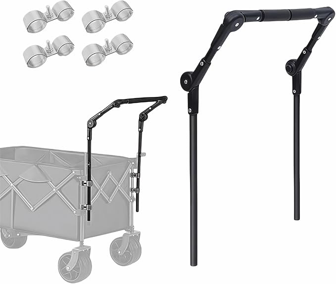 Camper Wagon Push Handle Attachment - Foldable Garden Carts Replacement for Outdoor Grocery Trolley, Not Include Cart