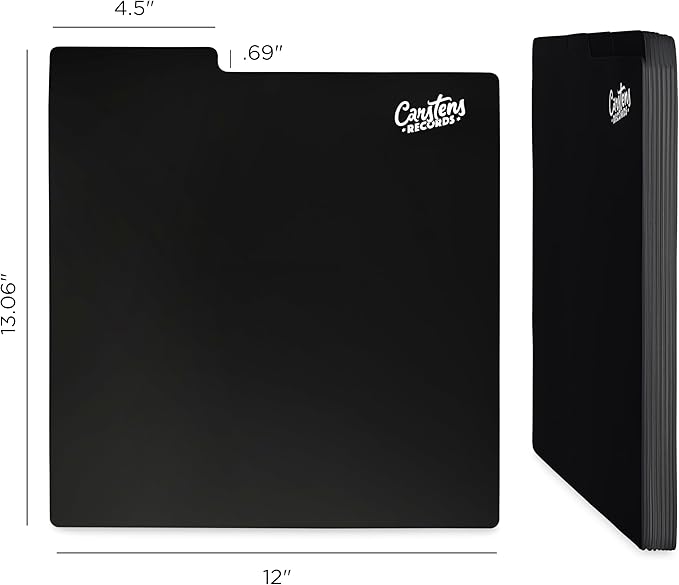 Carstens Records Heavy Duty Vinyl Album Dividers | 12" LP Organizers with Tabs | Pack of 32 Black | Made in The USA | Personalizable