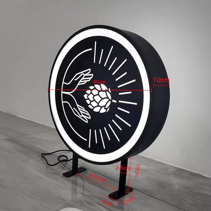 Custom Advertising Logo Lightbox Sign - Double Sided Outdoor LED Logo Business Signs for Business Retail Advertising,Salon, Cafés, Bars & Restaurants (Round)