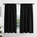 PONY DANCE Blackout Window Curtains for Bedroom - Thermal Insulated Curtain Drapes for Winter, Short Rod Pocket Blinds for Kitchen/Living Room, W 42 x L 54 inches, Black, One Pair