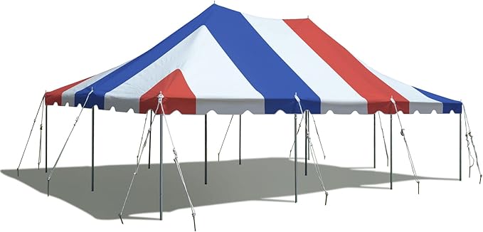 TentandTable 20' x 30' Premium Canopy Tent, Red/White/Blue, Outdoor Pole Tent, 60-120 Person Capacity for Parties, Weddings, Events, Commercial and Residential Use, Large Heavy Duty Vinyl Canopy Tents