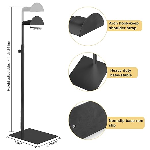 Purse Display Stand, 3 Pack Purse Stands for Display, Black Purse Display Heavy-Duty Steel Handbag Display Stand Adjustable Bag Display Stand Holder Purse Rack for Retail, Boutiques, Shop