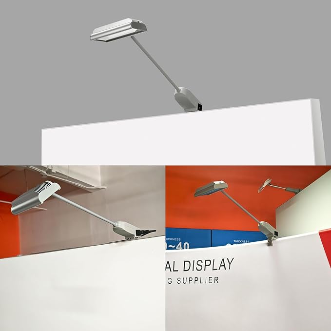 SUNLITOPTOTrade Show Lights LED Display and Wall Washer Exhibit Arm Lighting, POP UP Connectable Lights Included Clamps, Mounting Brackets, Power Cables, Connect Cables (2pcs Grey)