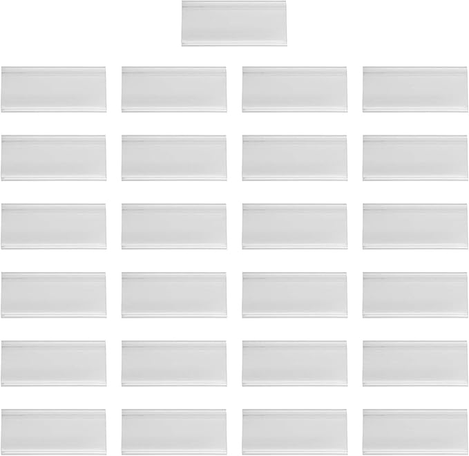 Akro-Mils 29308 Clear Protective Plastic Flat Label Holders for Wire Shelving Retail Display and Warehouses, (25-Pack)