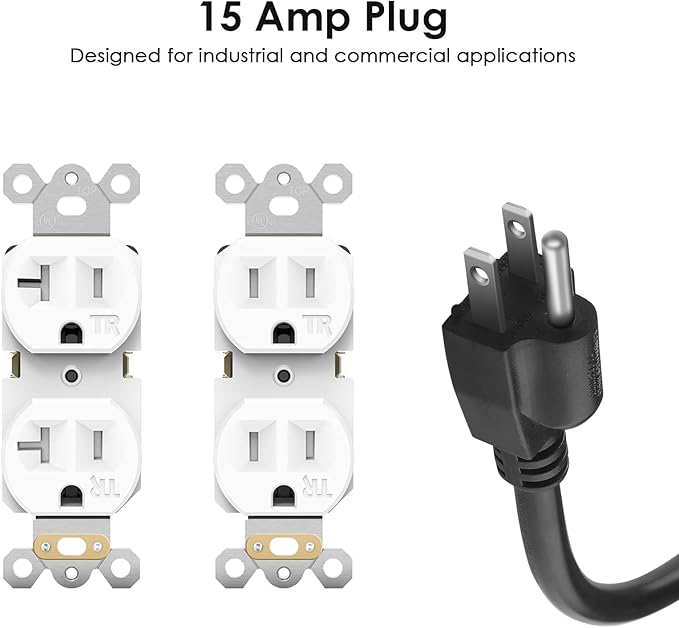 JUNNUJ Heavy Duty 20 Amp Power Strip 4800J, 16 Outlets 12 Gauge Garage Industrial Surge Protector, High Amp 5-15P Adapter Shop 6-20R T-Slot Metal Outlet, 4 FT Extension Cord Commercial for Appliance