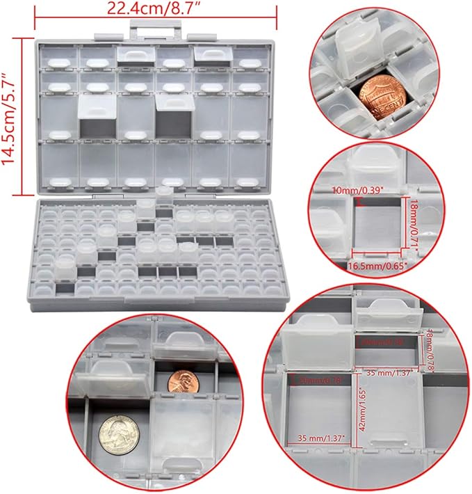 AideTek BOXALL96 96 Lids Enclosure SMD SMT Parts Organizer Surface Mount Box Labels
