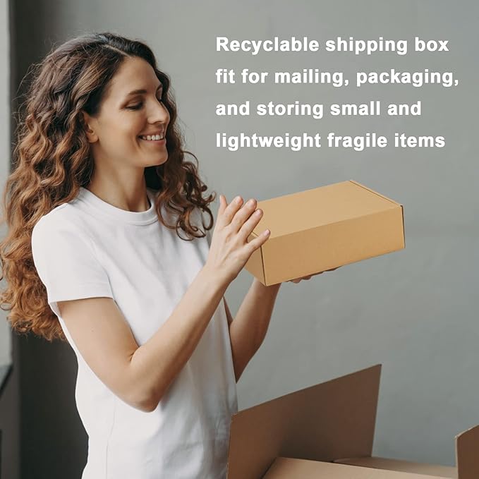 MEBRUDY 10x7x3 Inches Shipping Boxes Pack of 25, Corrugated Cardboard Box for Mailing Packing Literature Mailer