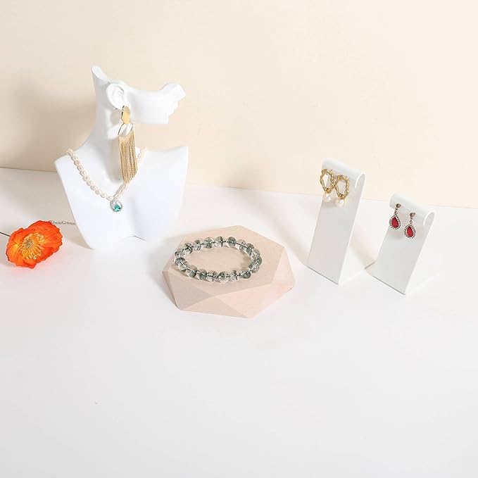 GemeShou single maple Jewelry display Tray for selling, Wooden hexagon display riser for jewelry, Jewelry retail shop display stand, photography props【maple Hexagon single Large】