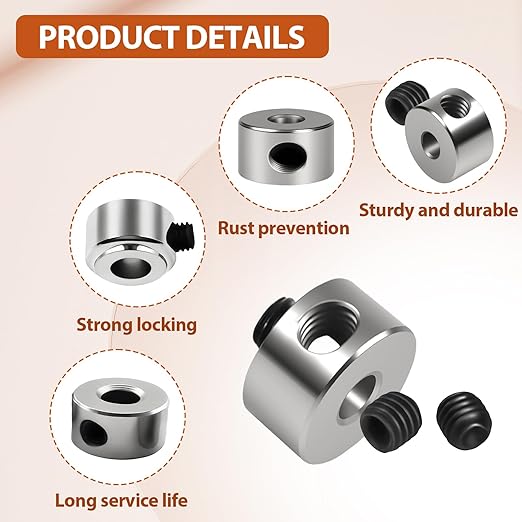 12pcs Set Screw Collars 5.05mm Bore Shaft Collars Screw Style, 10mm OD, 5mm Width, Landing Gear Collar Wheel Stopper for Automotive and Industrial Use