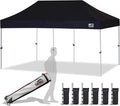 Eurmax USA 10'x20' Pop Up Canopy Tent Commercial Instant Canopies with Heavy Duty Roller Bag,Bonus 6 Sand Weights Bags (Black)