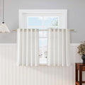 Nanspring Cafe Curtains 36 Inch Length Cream Kitchen Linen Semi Sheer Curtains Light Filtering Small Window Back Tab and Rod Pocket Rustic Farmhouse Curtain for Basement 29 x 36 Inch, 2 Panels