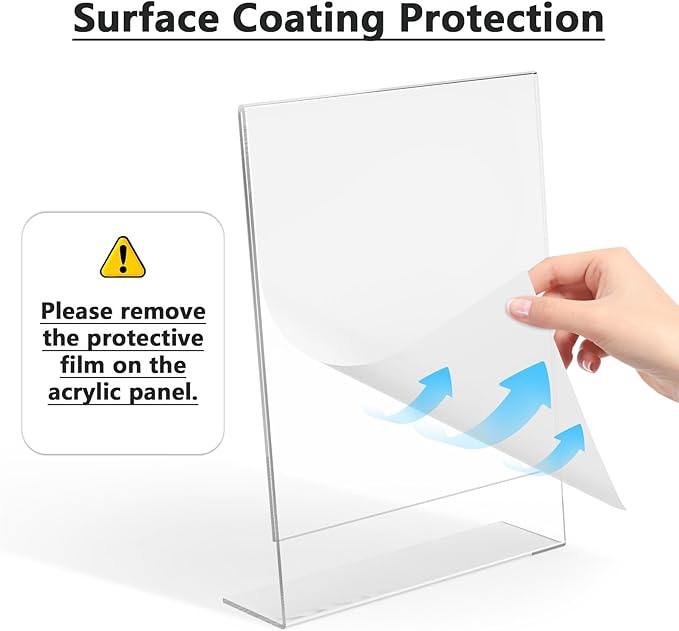 MaxGear Acrylic Sign Holder 8.5 X 11, Plastic Paper Holder With Vertical Slanted Back, Picture Photo Frames Display Stand Flyer and Document Organizer for Office Desktop Use, 10 Pack