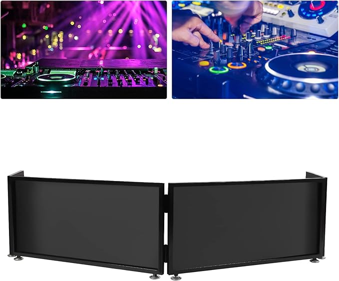 DJ Booth DJ Facade Table Station,67x20x15.7inch Portable Tabletop Event Facade DJ Booth Foldable Cover Screen -Folding Steel Frame Panel Stand with Carry Bag for Bars, Music Festivals, Weddings