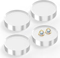 Acrylic Base Stand 4 Pieces Acrylic Blocks for Display 4 X 4 X 1 Inch Clear Polished Block Round Cube Riser Display Pedestal Stands for Jewelry Perfume Ring Collection Props Cake