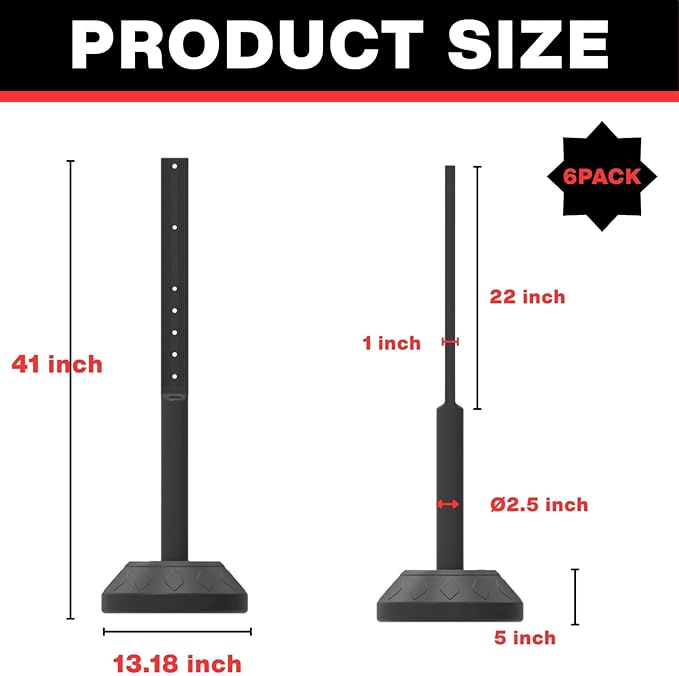 6 Pack Portable Sign Pole, 41" Tall Sign Holder Stand with Water-Fillable Base, Easy Sign Replacement, Indoor Outdoor Display Stand (Signs Not Included)