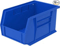 Akro-Mils 30237 AkroBins Plastic Storage Bins, Space-Saving Stackable Bins for Garage, Pantry, Craft Organization, 9-" x 6-" x 5-", Blue, 12-Pack