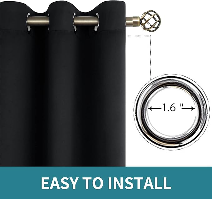 BGment Black Sliding Door Curtain 96 Inch Long - Wide Room Darkening Room Divider Curtain for Bedroom Privacy Themral Insulated Grommet Room Separator Drape, 1 Panel, 100 X 96