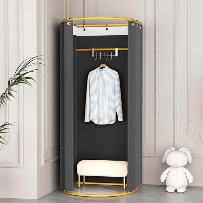 JVVMNJLK Clothing Store Fitting Room Divider, Portable Changing Room, Privacy Protection Movable Dressing Room Divider with Shading Curtain, Temporary Wall Portable Changing Room Partition