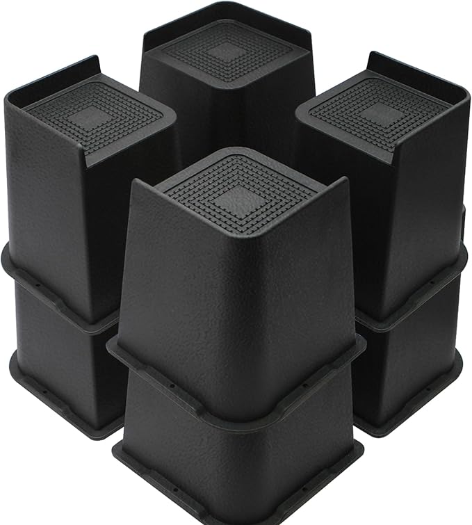 Bed Risers 2 inch, 3 inch, 4 inch, 6 inch or 8 inch Heavy Duty Furniture Risers, Up to 6000 Lbs L Shaped Design Bed Lifts Blocks for Couch Desk Sofa Table (Black, 6 Inch 8 Pack)