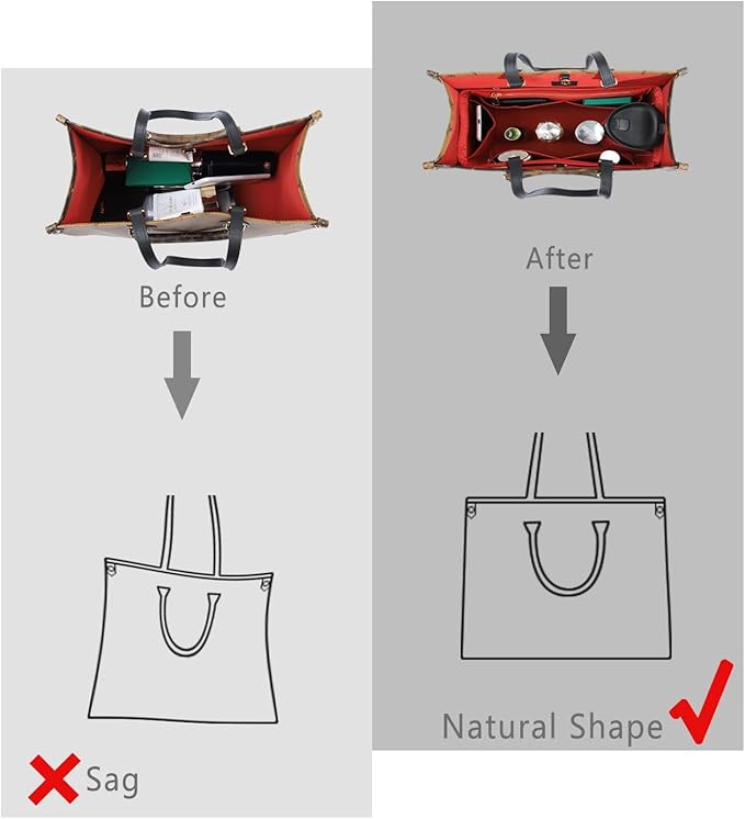 ZTUJO Purse Organizer Insert For Handbags, Silky Touching Bag Organizer Insert With Bottle Holder, Perfect for Speedy, Neverfull, Tote,ONTHEGO,Artsy,Handbag and More (Mini, Silky Red)