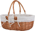 Large Wicker Picnic Basket with Handles,Handle Sturdy Woven Body with Removable and Washable Lining,Outdoor Camping,Gift Packing,Garden Picking, Storage.White