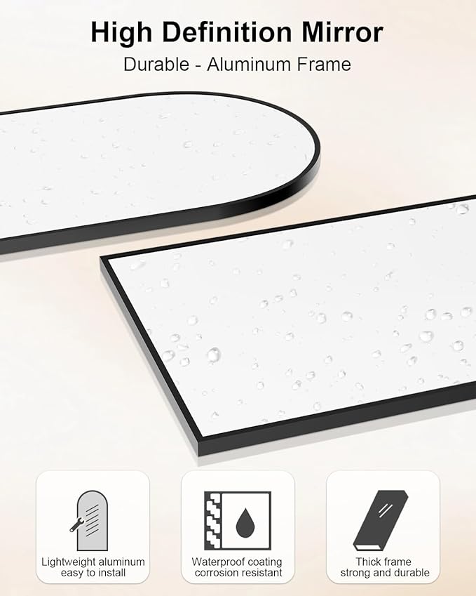 58"x19"Floor Mirror Full Length,Arched Full Length Mirror with Stand,Full Body Mirror,Hanging or Large Leaning for Bedroom Living Room Black