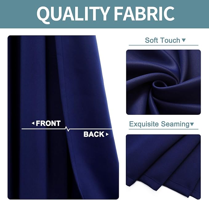 ChrisDowa Blackout Curtains 108 Inches Long for Living Room, Grommet Thermal Insulated Room Darkening Curtains for Bedroom (1 Panel Set, Navy Blue, 52W x 108L)