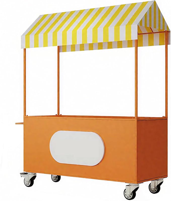 Outdoor Vendor Cart, Portable Cart with Canopy, Commercial Business Mobile Street Food Vendor Carts, Foldable Vending Stand Kiosk Display Trolley with Canopy for Markets (Light Green)