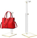 2Pcs Purse Display Stands, Height Adjustable10"-16"+14"-24", Acrylic Handbag Stands for Display, Clear Holder for Purse Evening Bag Clutch, Bag Table Rack, Purses Hanging Organizer for Closet Retail Vendor