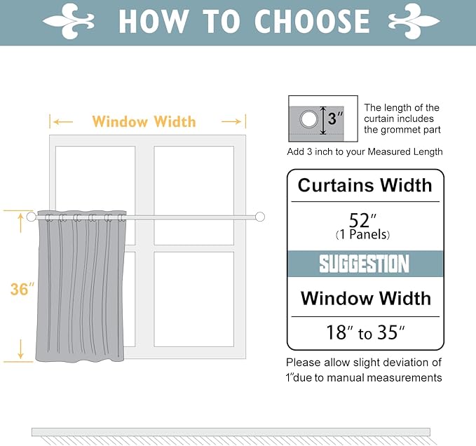 ChrisDowa Blackout Curtains 36 Inches Long for Living Room, Grommet Thermal Insulated Room Darkening Curtains for Bedroom (1 Panel Set, Light Grey, 52W x 36L)