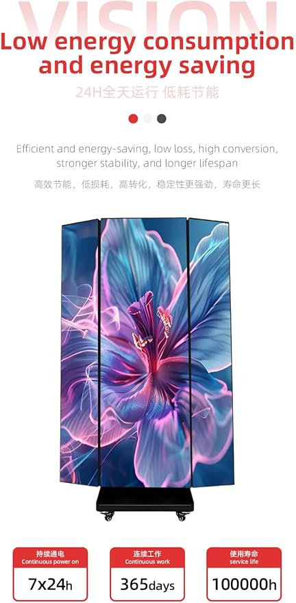 LED Digital Signage Display (P1.86 Spliceable LED Poster Screen, with Publishing System, Foldable Advertising Display Kiosk, Suitable for Events and Rental Scenarios, Supports WiFi/USB/HDMI)(90in-)