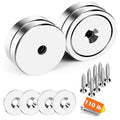 DIYMAG 4Pcs 110 lb 1.26 inch Neodymium Round Base Cup Magnet,Strong Rare Earth Magnets with Heavy Duty Countersunk Hole and Stainless Screws for Refrigerator Magnets Office Craft (Silver)
