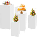 5Pcs Metal Square White Pedestal Stands, 5 Pack Flower Display Rack Dessert Table Cube Party Decoration Pillars for Wedding Ceremony Birthday Art Show 18''+20''+24''+30''+35''
