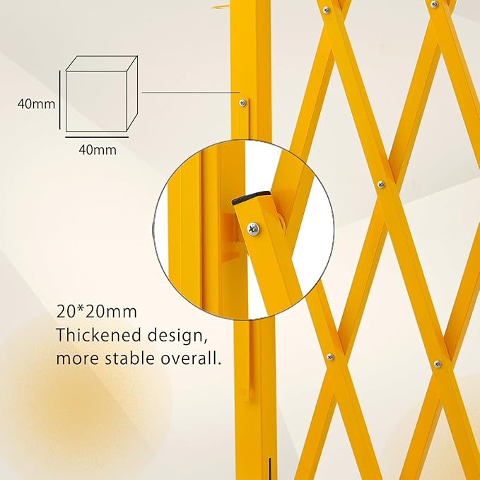 GYMTIME Expandable Barricade, Metal Safety Barrier with Casters, Mobile Folding Security Gate, 11.5 FT, Adjustable Traffic Temporary Fence for Warehouse Shopping Mall